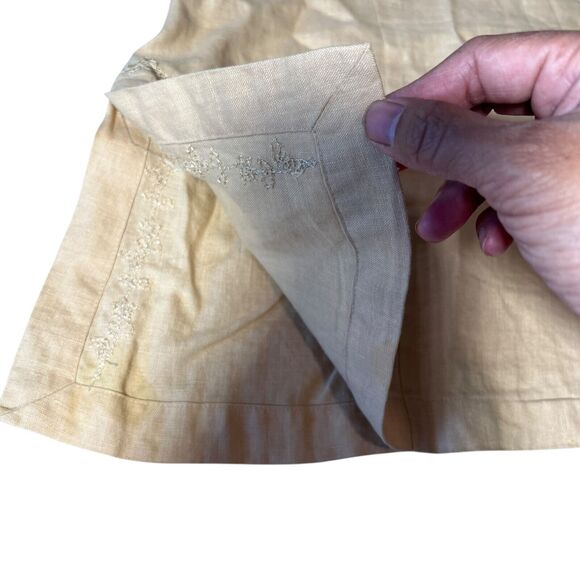 Nikki Valenti Irish Linen Top Pants Set Womens Sz. 16 Embroidered Tan Lagenlook - Picture 6 of 16